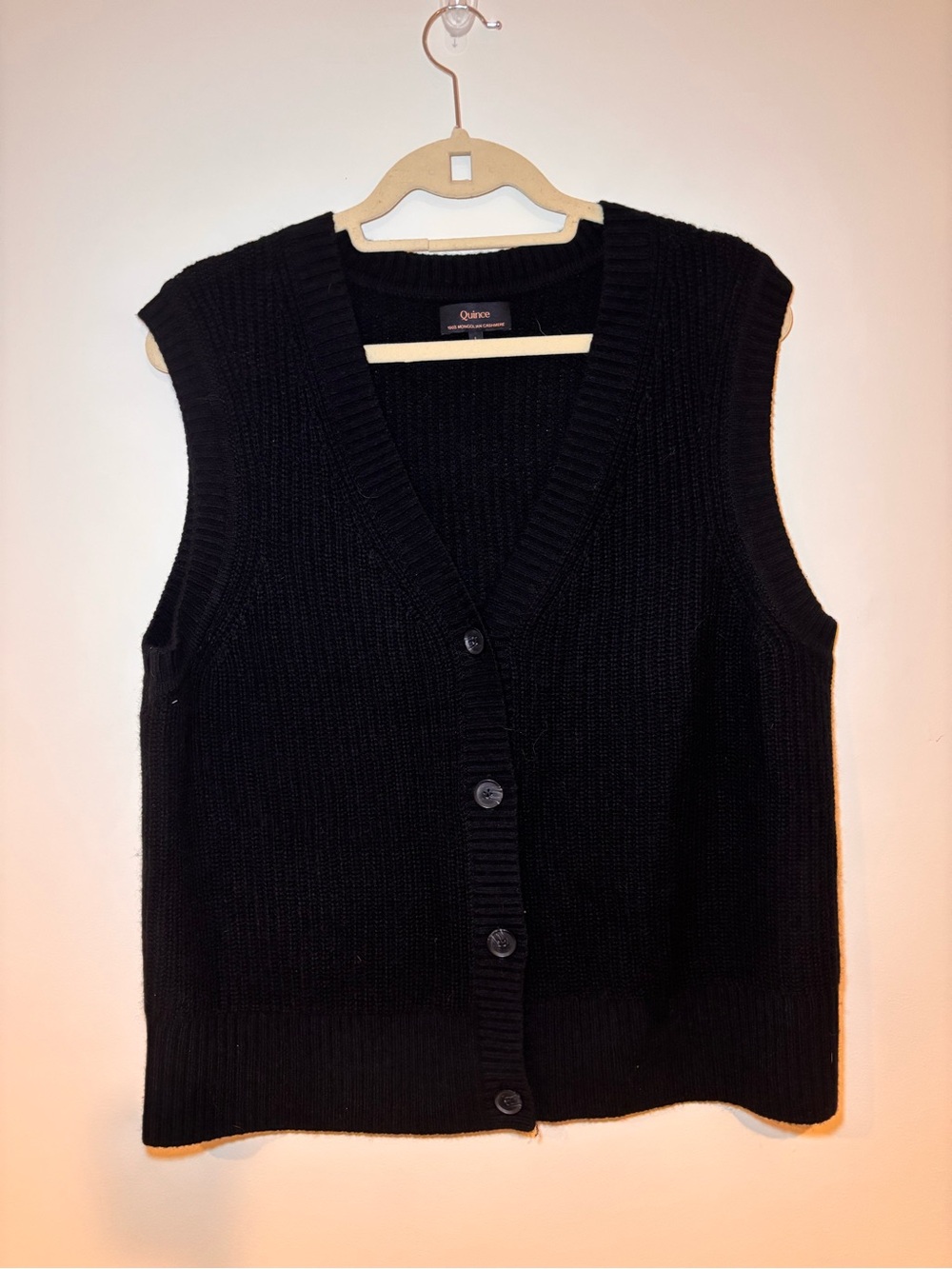 Quince V Neck Mongolian Cashmere Vest with Buttons